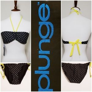💟💛NWT! PLUNGE polka dot string bikini MEDIUM